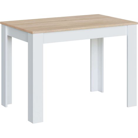 tavolo da pranzo bianco e rovere, 109x67x78 cm