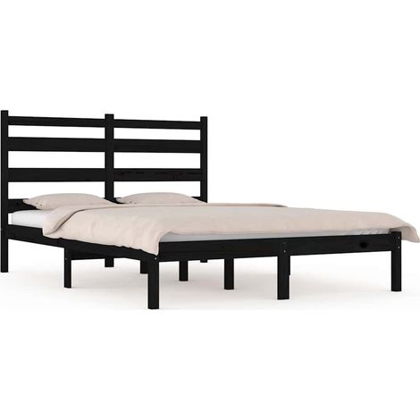 Maison Exclusive - Massivholzbett Schwarz Kiefer 200x200 cm (1/5)