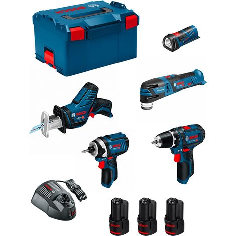 BOSCH Monster Kit Set K11 (GSR 12V-15 + GDR 12V-105 + GSA 12V-14 + GOP 12V-28 + GLI 12V-80 + 3x2,0 Ah + GAL1230CV + L-Boxx 238) (1/5)