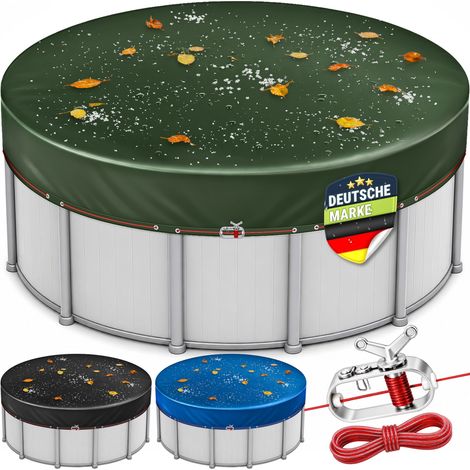 tillvex® Premium Poolabdeckung rund 500 - 550 cm (Ø 610 cm) mit Montageset Solar Pool Abdeckplane mit 200g/m² Poolplane Rundpool für Sommer & Winter Abdeckung UV-beständig Schwimmbecken Schwimmbad (1/5)