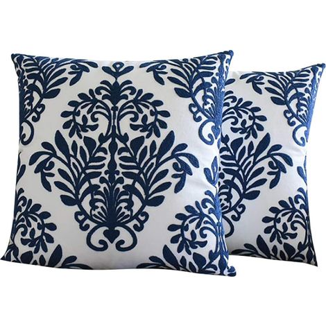 100% cotton pillowcases, soft classic embroidery. Decorative square vintage retro cushion cover for living room, sofa, bedroom (45.7 x 45.7 cm) (1/5)
