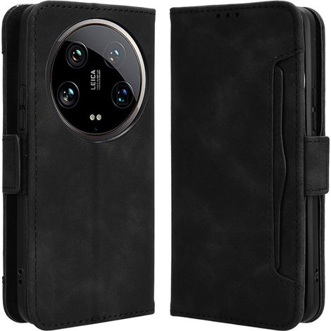 Funda tipo libro para Xiaomi 14 Ultra, ranura para tarjeta, color negro. (1/5)