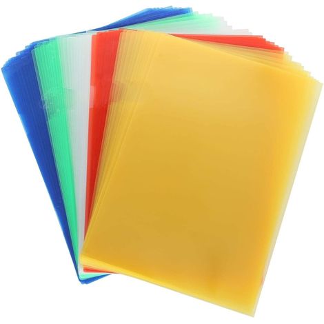 Pochette A4 - Lot de 60 - Plastique PP - Ouverture Latérale - Bureau École - Multicolore (1/5)