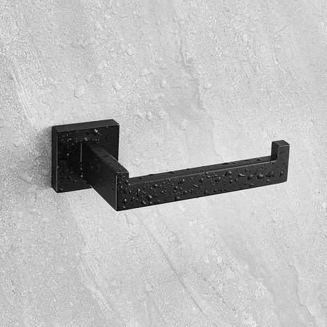 Porte Papier Toilette Noir, Acier INOX Porte Rouleau Support Papier Toilette pour Salle De Bain et Cuisine (Carré)