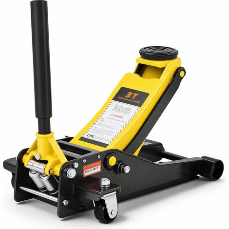 Cric hydraulique professionnel 3T – Profil bas – Jaune (1/5)