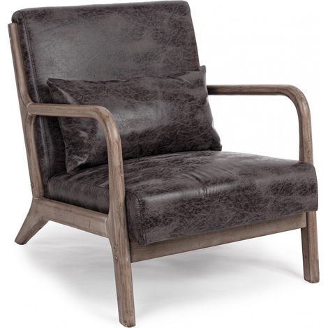 Fauteuil avec accoudoirs en lin matelassé - SEVENTIES (1/5)