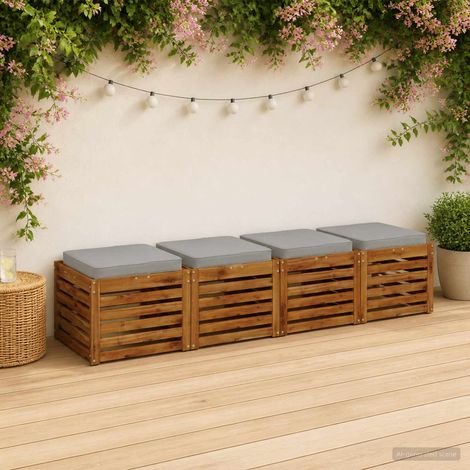 vidaXL Cojines de Asiento de 4 Piezas VUGHT 4 pcs 100% Poliéster Gris (1/5)