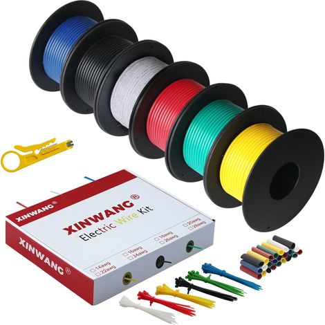 22AWG 0,35mm² Kit Fil Silicone, 6 Coloris, 7m par Coloris (1/5)