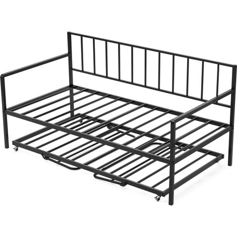 VEVOR Struttura Letto Matrimoniale, Regolabile in Altezza, Struttura Letto in Metallo Resistente con Luce LED e Stazione di Ricarica, con Doghe in Metallo per Soggiorno e Camera da Letto (1/5)