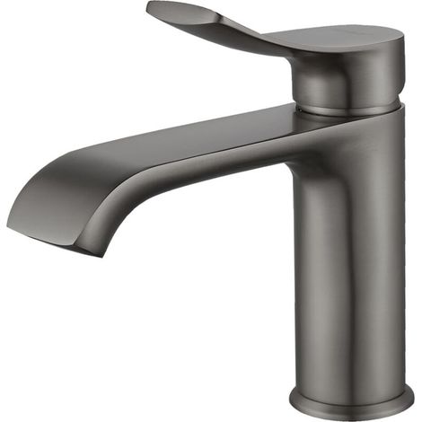 Robinet Salle Bain, Mitigeur Lavabo Chaud et Froid, Robinet Vasque avec Bec Courbé, Robinets de Lavabo pour Salle de Bain Gunmetal (1/5)