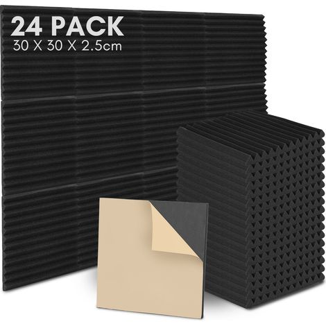 Randaco 24X Mousse acoustique Mousse Acoustique pour Podcasting, Studios d'enregistrement, Bureaux,Rainure triangulaire 30x30x2.5cm