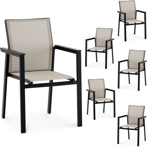 Lot de 6 chaises de jardin WINDY Noir/Gris (Lot de 6) (1/5)