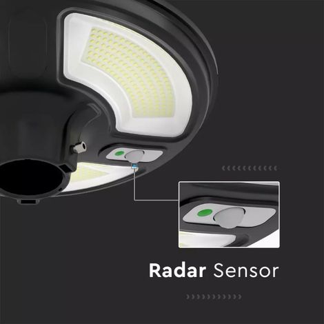 Lámpara LED solar para jardín V-TAC de 7,5 W con sensor de movimiento, mando a distancia y temporizador, IP65, color blanco frío