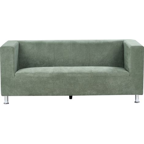Sofá moderno de tela de 3 plazas patas de metal plateado reposabrazos de riel chenilla verde Floro