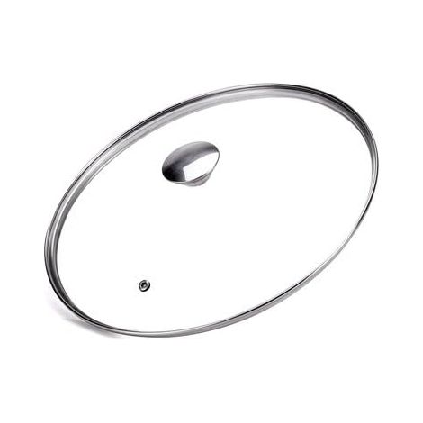 Couvercle en verre avec bord et bouton en acier inoxydable, 20 cm (1/5)