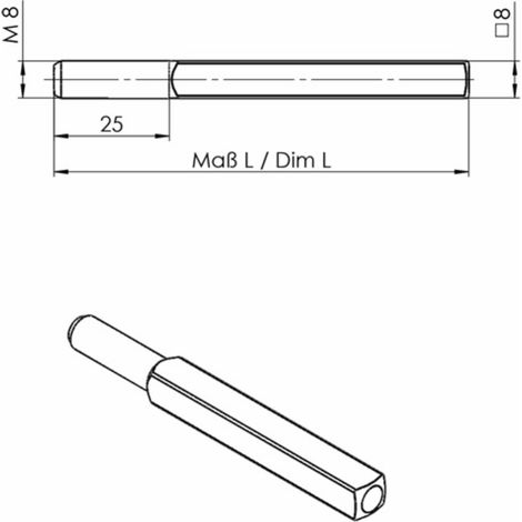 OGRO  Pasador  Intercambiable  115  4-CT.8x75mm  STA  M8  -  90050052922 (1/2)