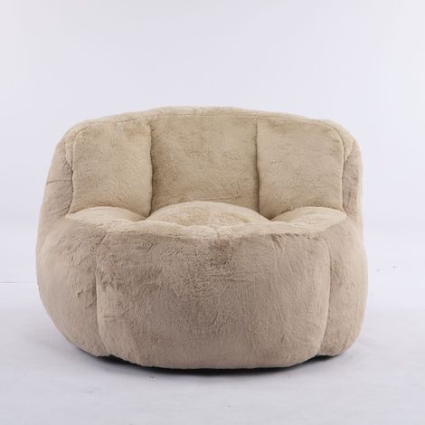 Oversize fauteuil poire en fausse fourrure, canapé lounge pour salon, rembourré d'éponge, sans assemblage (1/5)
