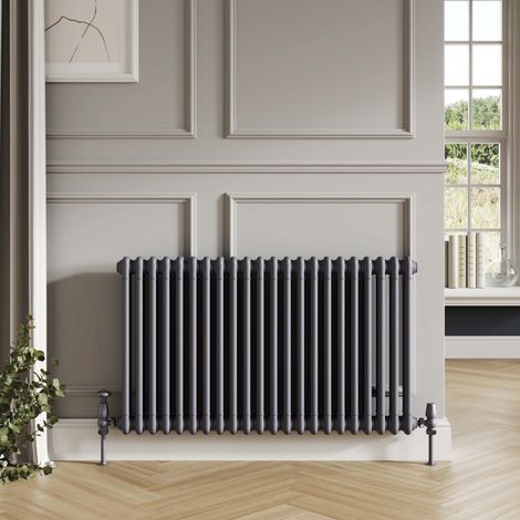 Orbit 2 Column Designer Horizontal Radiator 600mm H x 830mm W - Anthracite (1/3)