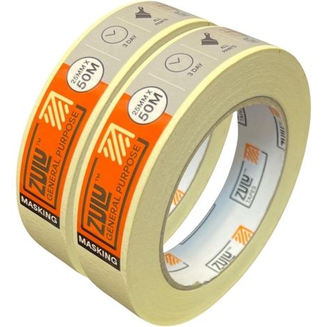 Zulu Premium Painters Beige Masking Tape (L)50m (W)25mm, Pack of 2