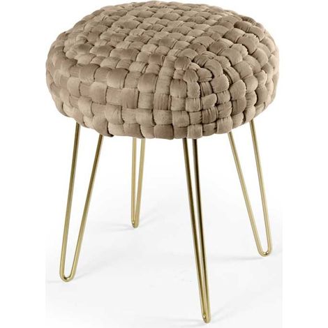 2x Pouff in velluto beige struttura oro cm 43 (1/2)