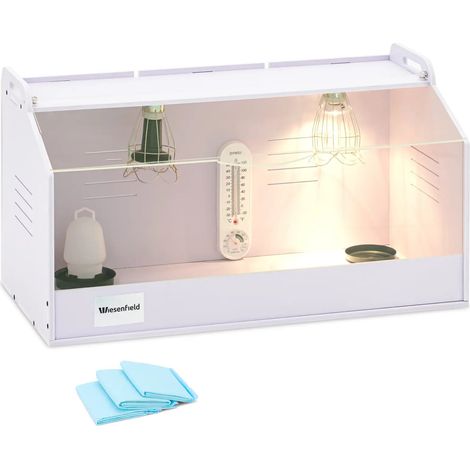 Cage d'élevage poussins jusqu'à 36 °c 78 x 40 x 42 cm MDF PVC blanc (1/5)