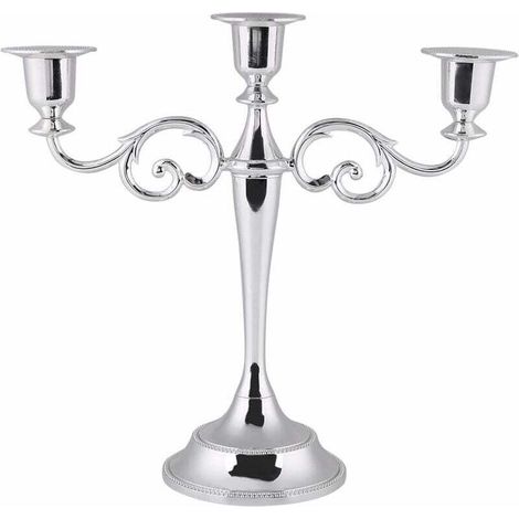 Vintage 3-Arm Metal Chandelier for Wedding, Living Room, and Table Decoration (Color: Silver) (1/4)
