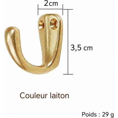 Crochet mural simple T1608 en laiton coloris laiton t1608 réf 6284 3,5 × 2 × 3,5 cm 29 g – Livraison gratuite