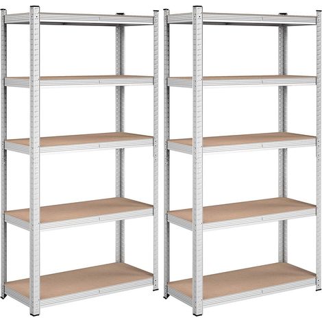 Lote de 2 estanterías metálicas para carga pesada 180 x 90 x 40 cm 5 niveles carga total 875 kg (175 kg/nivel) estantería de almacenamiento baldas ajustables para garaje sótano plata 120002715 (1/2)