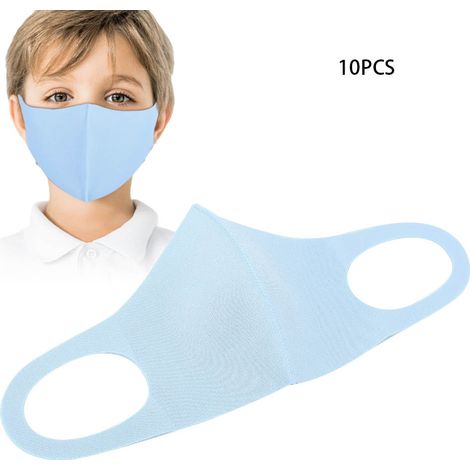 Masque buccal réutilisable enfant 10 pièces - Protection anti-poussière et anti-UV - Bleu ciel respiratoire (1/5)