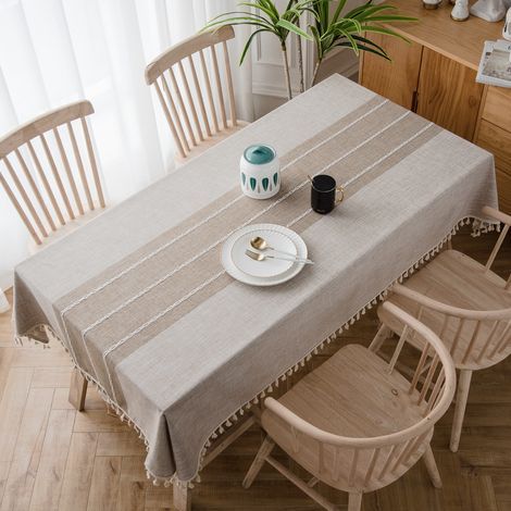 Moderne Lin Coton Nappe de Table Rectangulaire Nappes pour Table Rectangulaire Home Cuisine Décoration (110x110cm,Café) (1/5)