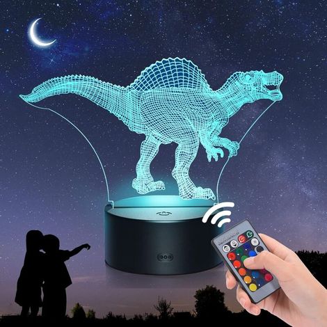 Nachtlicht für Kinder, 3D Spinosaurus Nachtlicht 16 Farben - Crezuo