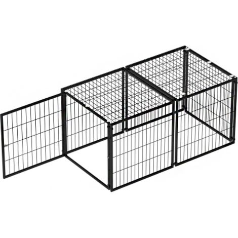 Cage modulaire pour chien Basics 120 x 60 x 60 cm, cage flexible avec couvercle de sécurité et porte réglable, en acier inoxydable, doublure en PVC incluse, noire (1/5)