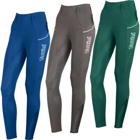 38 IT, nero: Leggings equitazione donna modello Passiflora in tessuto tecnico super elasticizzato
