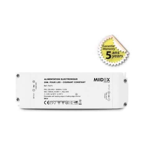 Alimentation LED Dimmable AC220-240V DC40-80V 40W IP20 165x52mm (1/4)