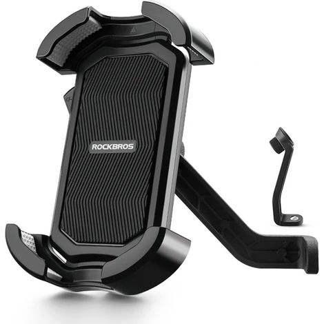 Soporte para tel茅fono de motocicleta para montaje en espejo retrovisor - negro