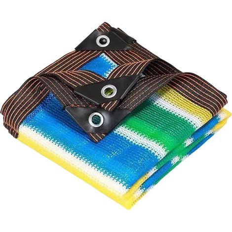 1 Voile d'ombrage, PEHD, rayures bleues et blanches, perméable à l'air, protection UV, pour terrasse, jardin, cour (1/5)