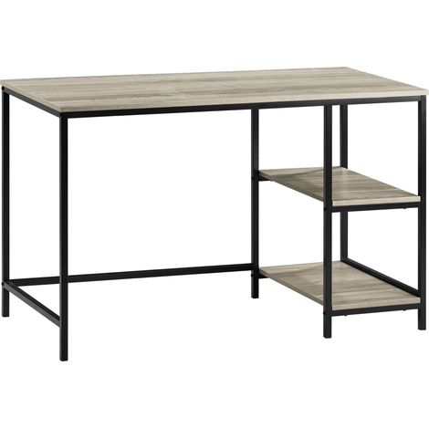 Brooklyn Computer Desk PC Laptop Table 2 Shelf Shelving Storage Home Office Study, Grey