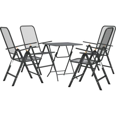 Set de comedor de jardín 5 pzas malla metal expandido antracita vidaXL (1/4)