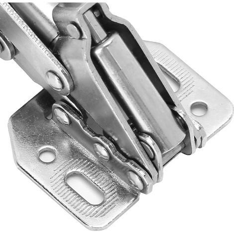 Ferrure d'armoire sans perçage Charnière pont à ressort pour placard mobilier Hardware Charron 86x60mm Nickelé 121g avec vis (8Pcs) (1/5)