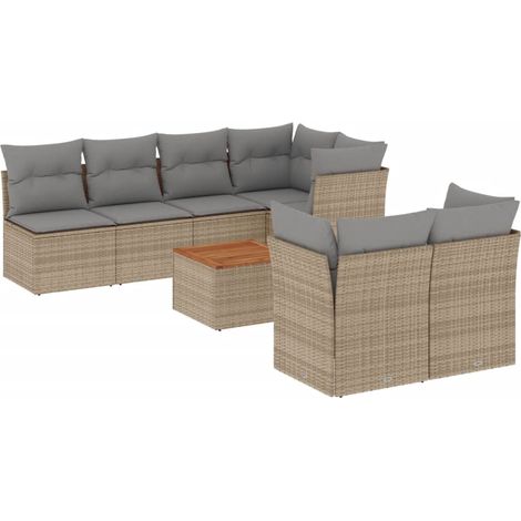 vidaXL Set Divano da Giardino 8 pz con Cuscini Beige Misto Polyrattan (1/5)