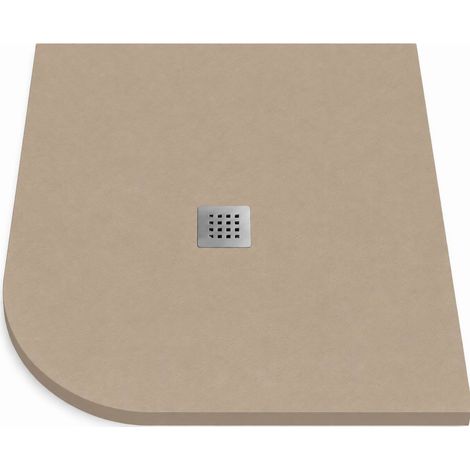 Viertelkreis-Duschwanne ROUND 80x80 cm Leder Edelstahlgitter (1/5)