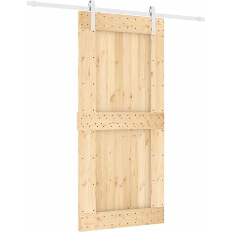 Puerta corredera con herrajes madera maciza de pino 95x210 cm vidaXL (1/5)