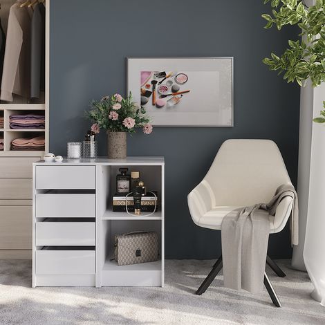 Commode avec tiroirs Sherry, blanc/blanc brillant, 80.2x76cm 2 parties, Vicco