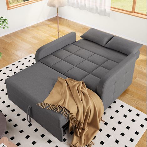 Divano letto pieghevole 127/180 cm grigio antico con schienale regolabile e 2 cuscini (1/5)