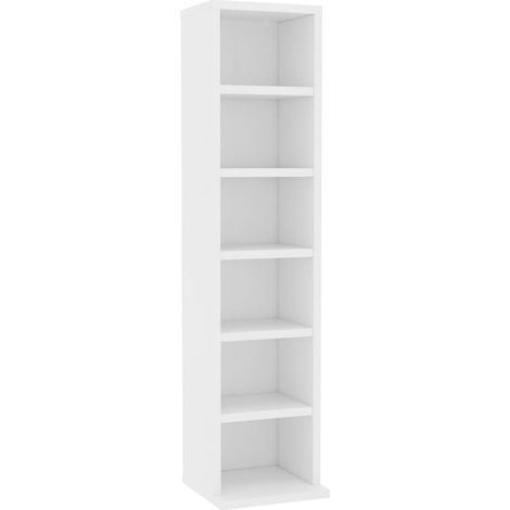 Estantería para CDs de madera contrachapada blanco 21x20x88 cm vidaXL (1/6)