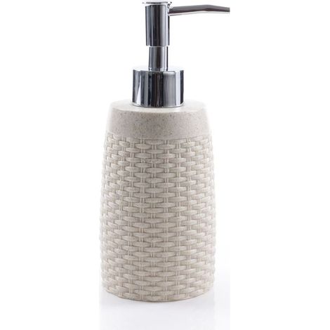 1 Distributeur de savon Dosificador de savon, finition sable, pour lavabo sur plan de travail, en polyrésine, détails chromés en laiton
