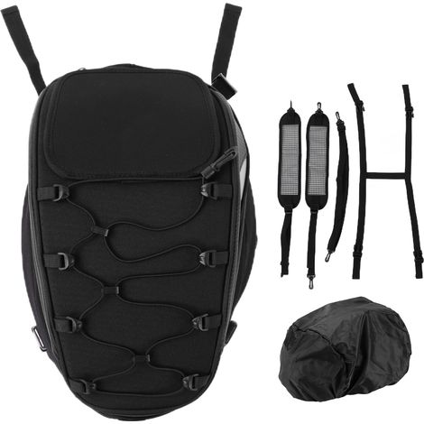Sac de siège arrière de moto, sac imperméable en tissu Oxford tissé haute densité réfléchissant universel (blanc)