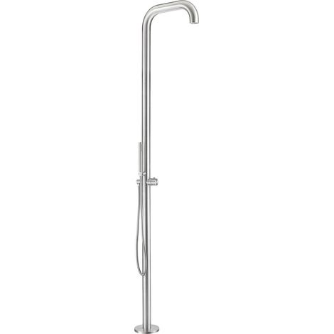 MPC Douche piscine et jardin inox acier inoxydable 316L nautique mitigeur eau chaude-froide jet laminaire anti-eclaboussures douchette avec flexible fixation C-BOX MX1017-INOX