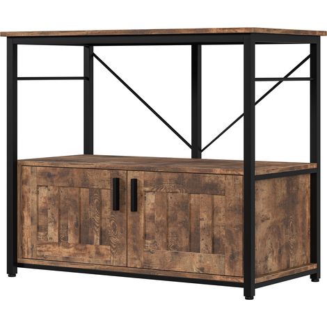 Support d'aquarium robuste 40-50 gallons – Double étagère métal & bois – Rangement accessoires, pieds réglables – Capacité 300kg, pour salon ou bureau – Couleur : marron (1/5)
