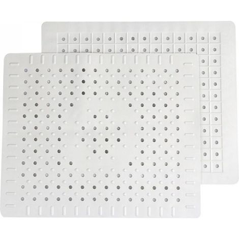 Tapis d'évier de cuisine, ensemble de deux tapis d'évier en silicone, tapis d'égouttage, matériau PVC, 31 x 26 cm, convient aux bacs d'égouttage de cuisine, blanc.